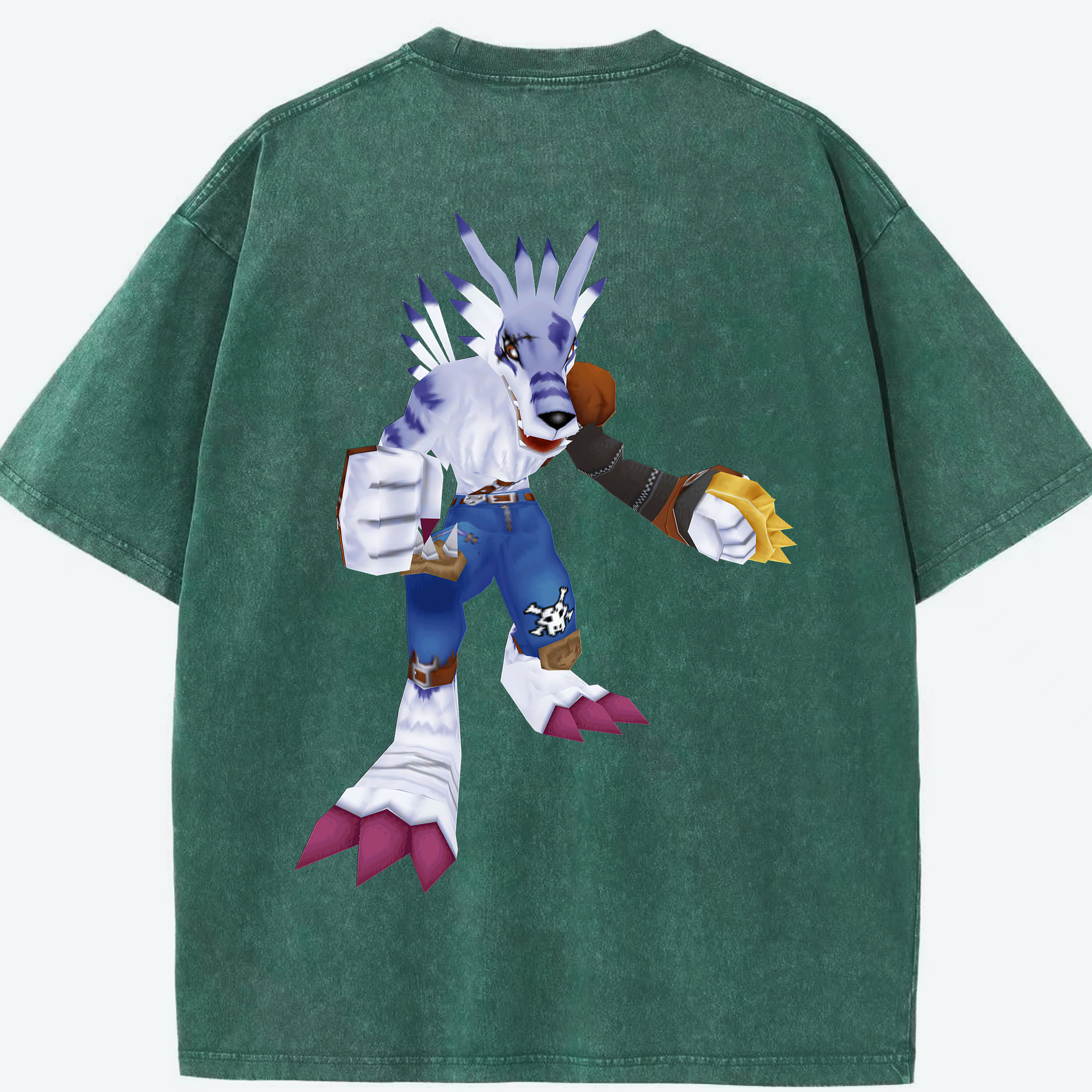 （画像用） Digimon デジタルモンスター/デジモン 綿100% ヴィンテージ風 半袖Tシャツ（背面プリント）